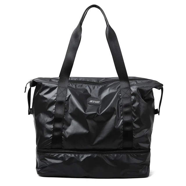 ELVASEK, дорожные сумки, розовая спортивная сумка, сухая влажная разделительная сумка для йоги, многофункциональные сумки, Большая вместительная сумка на плечо, сумка для сна - Цвет: black