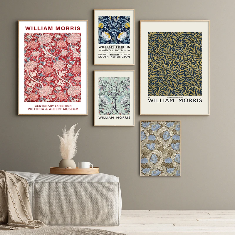 

William Morris Canvas Print The Victoria and Albert Museum Exhibition Poster Vintage Floral Art Painting Wall Picture Home Decor