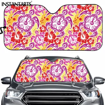 

INSTANTARTS Bohemian Hibiscus 3D Turtles Car Sun Shade for Windshield Durable Front Windshield Sunshade Stylish Car Accessories