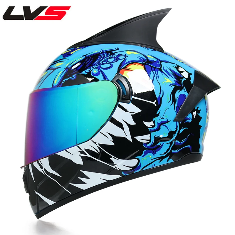 Полнолицевой мотоциклетный шлем с двойным объективом стильный быстросъемный гоночный шлем Moto DOT утвержден - Цвет: E2