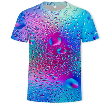 

Blue/red drop short-sleeved 3d printed funny men's T-shirt casual summer T-shirt suitable for men's/women's shirt T-shirt
