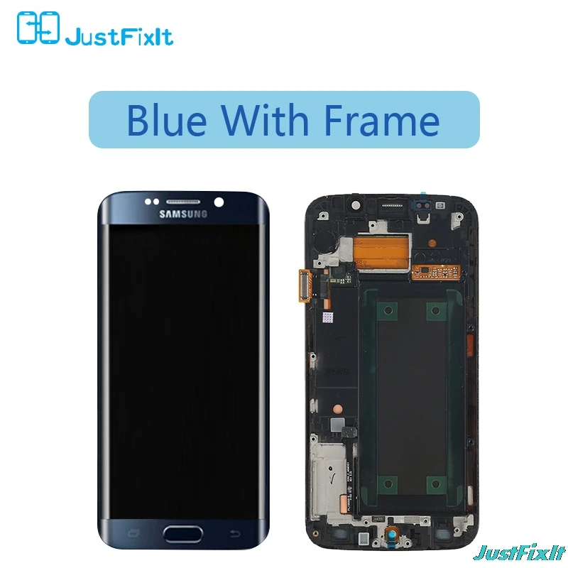 Для samsung Galaxy S6 Edge G925F ЖК-дисплей кодирующий преобразователь сенсорного экрана в сборе Супер Amoled горящий экран shdaow - Цвет: blue with frame
