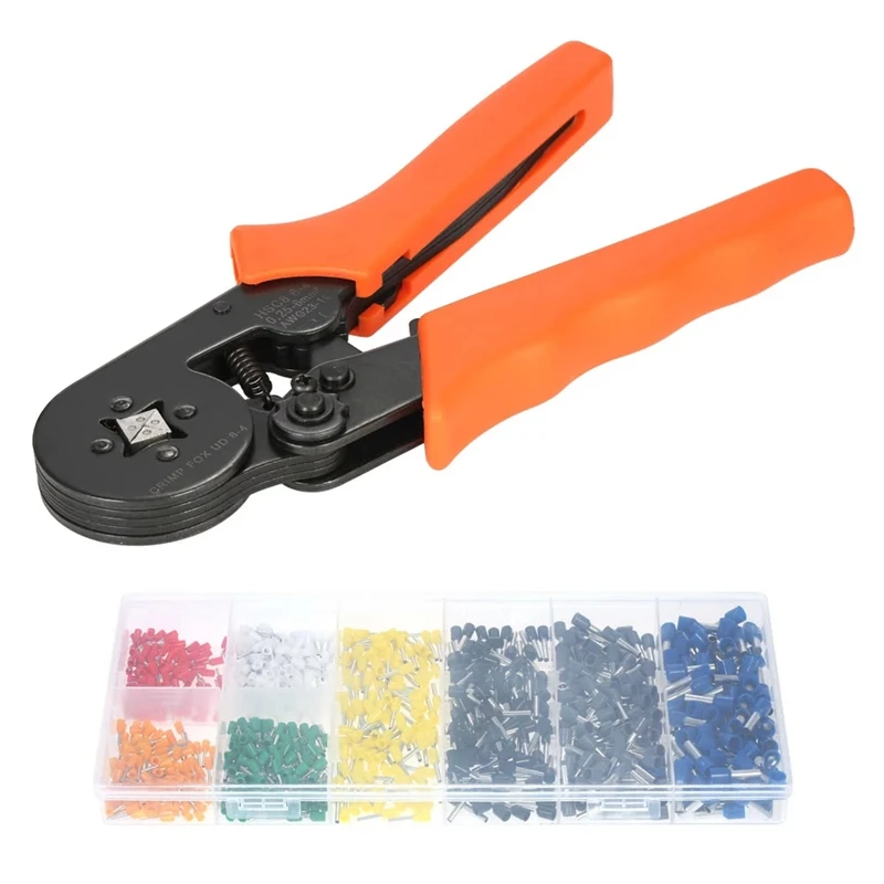 

EASY-Multifunctional Professional Cable Wire Crimper Crimping Pliers Tool Ferrule Crimpers 0.25-6.0Mm2+800Pcs Copper Insulated C