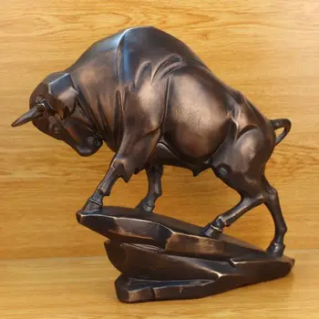

European imitation copper bull statue，Domineering animal modern art sculpture， Home living room office decoration statue