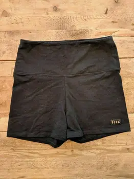 

PURE BLACK LOGO HIGH WAIST COTTON YOGA SHORTIE SHORTS!