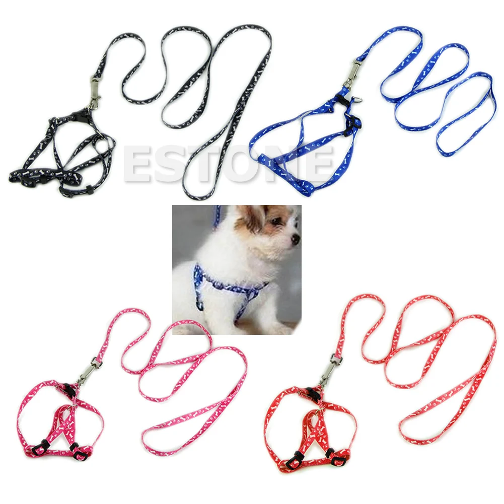Small Dog Pet Puppy Cat Adjustable Nylon Harness with Lead leash 5 Colors New | Дом и сад