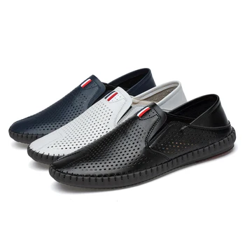 

Mens Caucal Shoes Summer Walking Driving Shoes Man Breathable Male Hollow Out Punched Porous Lofers Lazy Shoes Office Business