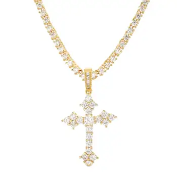 

Zciti Cross Pendant Necklace Full Iced Out Cubic Zircon Pendant With 3M Cz Rope Link Chain Men / Women Fashion Jewelry