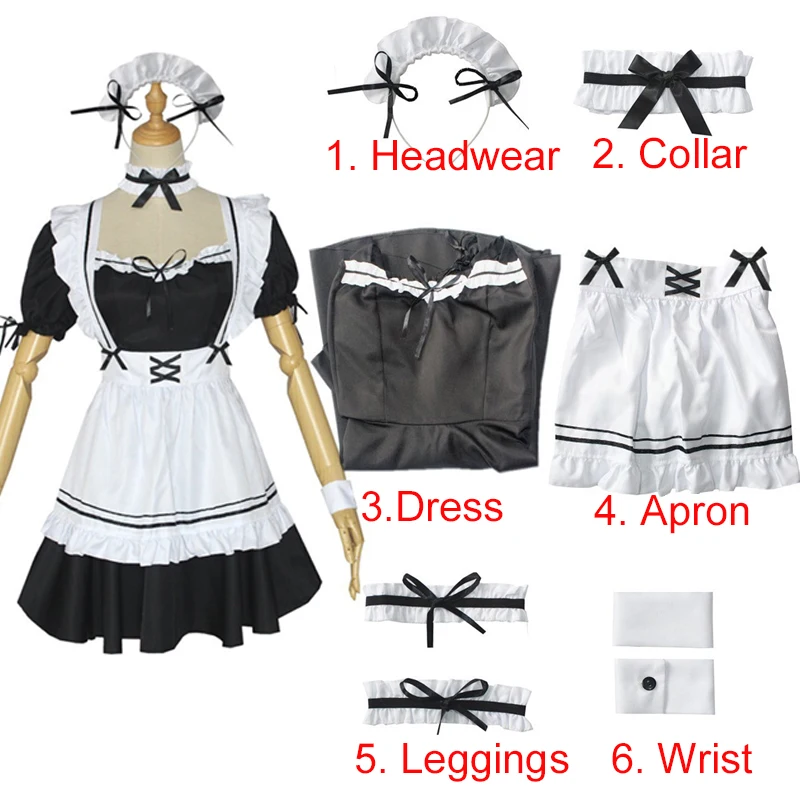 

Anime Cafe Maid Cosplay Dress Halloween Carnival Costume For Woman Loli Size S-XXXL