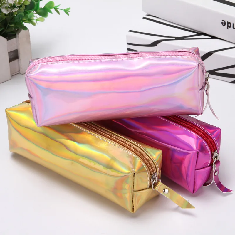 New laser pencil bag Simple ladies cosmetic bag cylinder storage bag male and female students stationery pencil bag CL-19222