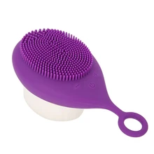 Ручной двухсторонний силиконовый Очищающий Инструмент 3D кисть для лица глубокое очищение черная головка Вертикальная ручная меховая щетка для лица