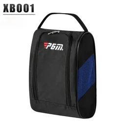 Portable Mini Golf Shoe Bag with Nylon Carrier and Golfball Holder - Lightweight Breathable Pouch (Black blue)