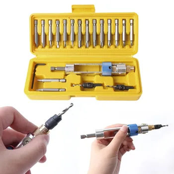

1 Set Half Time Drill 20 bits High Speed Steel Drill Driver Double Use Hand Screwdriver Head With Case Multi-functional Tools