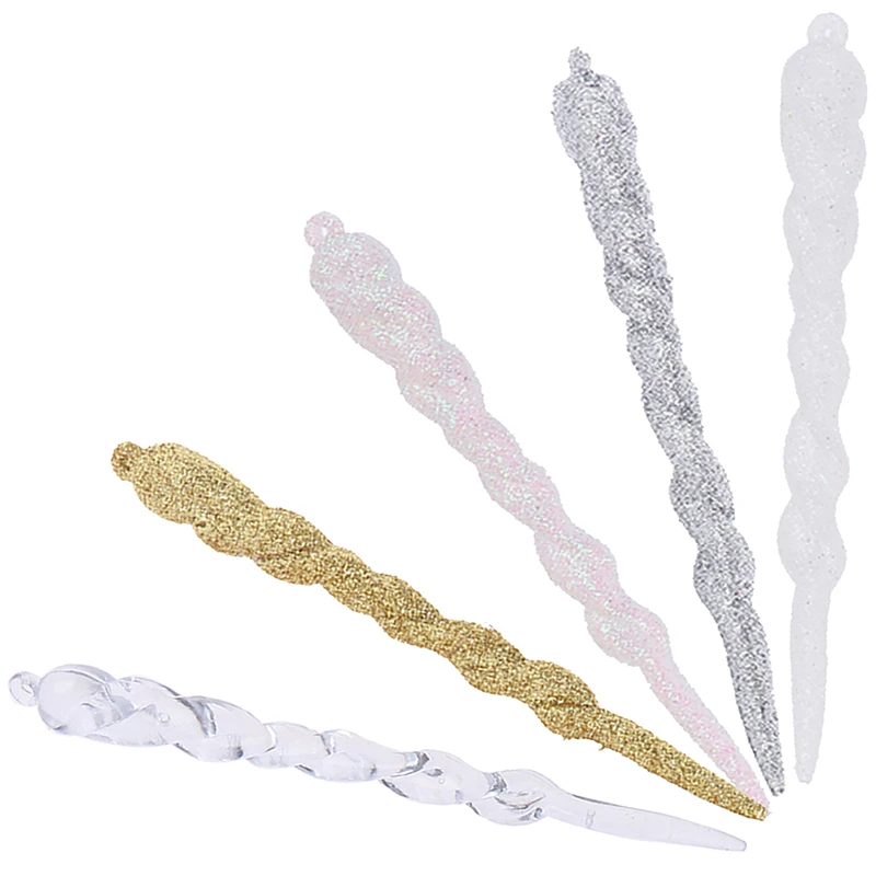 10Pcs 13cm Simulation Ice Xmas Tree Hanging Ornament Fake Icicle Prop For Winter Frozen Party Christmas Tree Hanging Decoration