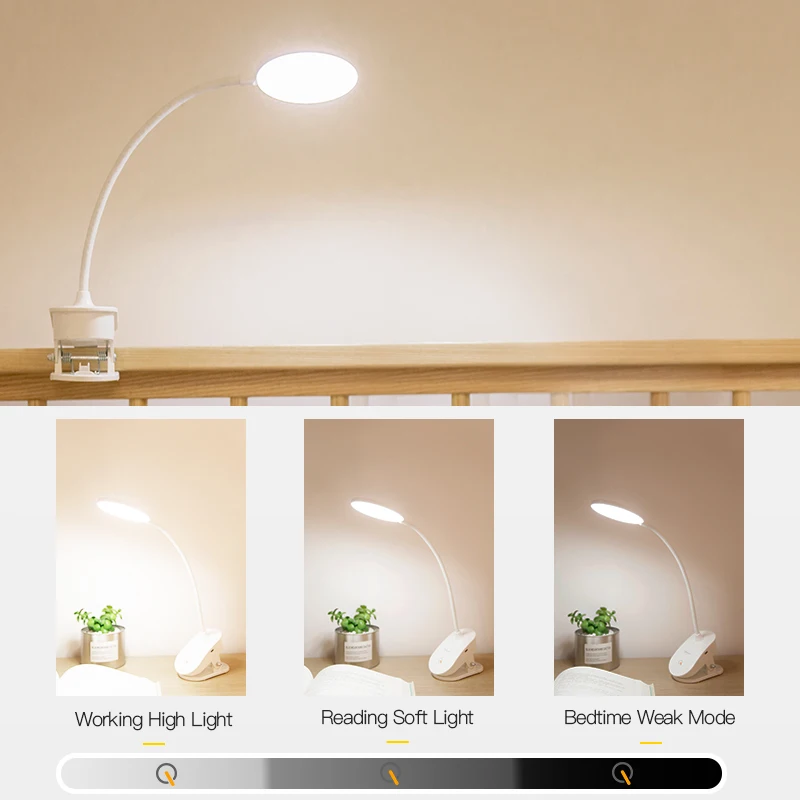  YAGE Portable LED Desk Lamp Touch On/Off Switch Eye Protection Clip Table Light 3 Modes Dimmable US - 32962303693