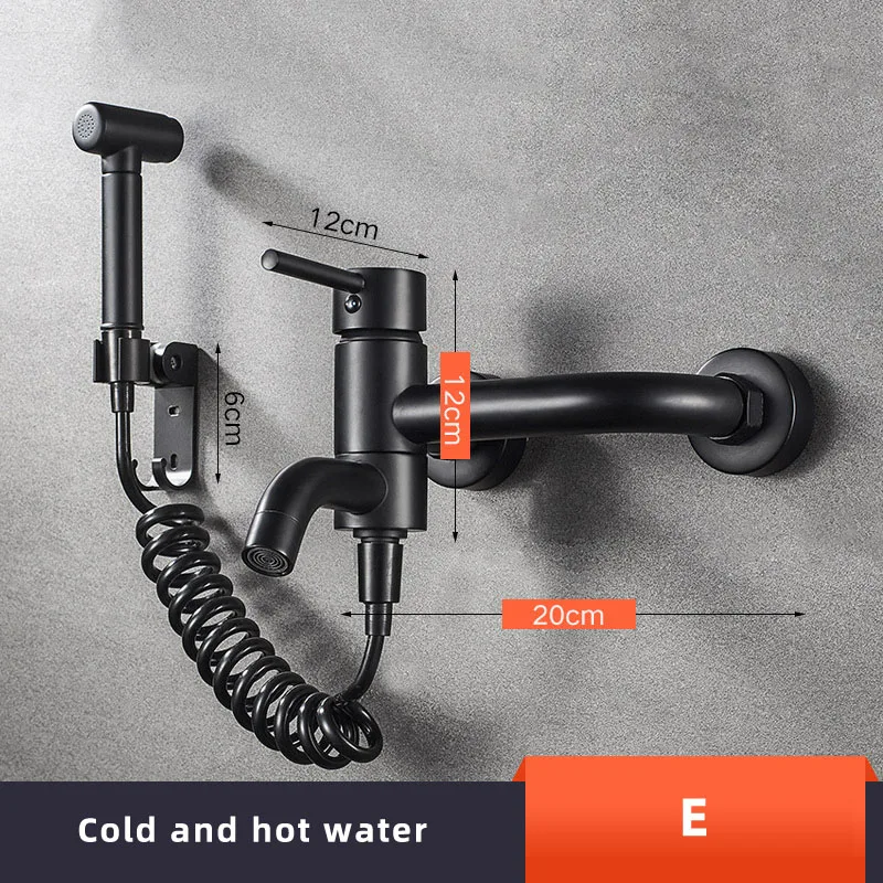 E Black Toilet Portable Bidet Shower head Handheld Bidet sprayer set With 150mm distance Hot and Cold Water Mixer valve faucet - Цвет: E