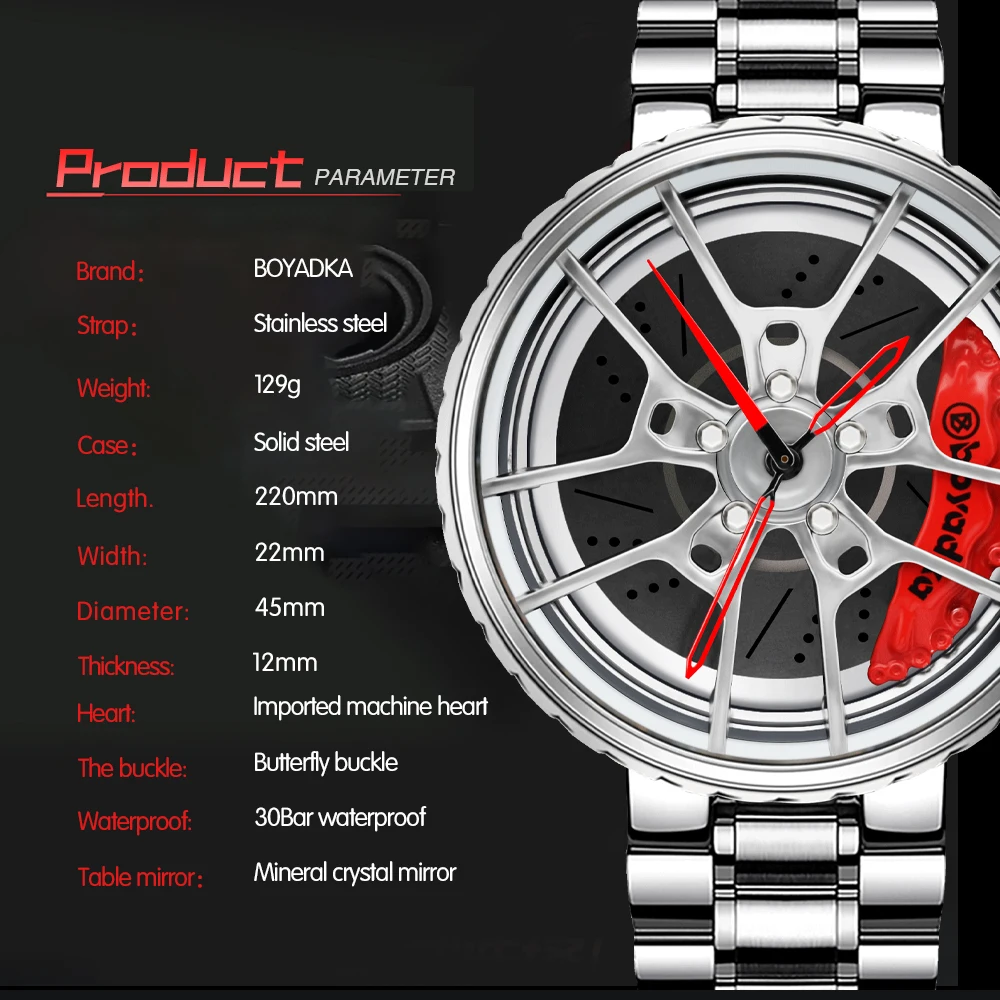 2021 Sports Car Wheel Watch Men Fashion Waterproof Men's Quartz Watches Mesh Strap Rim Hub Watch Racing Men Wristwatch
