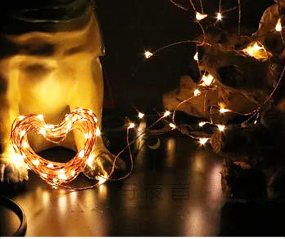 10 м 33 фута светодиодный медный светильник гирлянда мерцающие гирлянды на батарейках Рождественская лампа Праздничная вечеринка Свадьба декоративный Сказочный светильник s