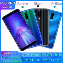 Мобильный телефон P30 Pro, 18:9, 5,5 дюймов, 4 Гб ОЗУ, 64 Гб ПЗУ, камера 13 МП, смартфоны, Android Celulares, разблокировка лица, мобильные телефоны