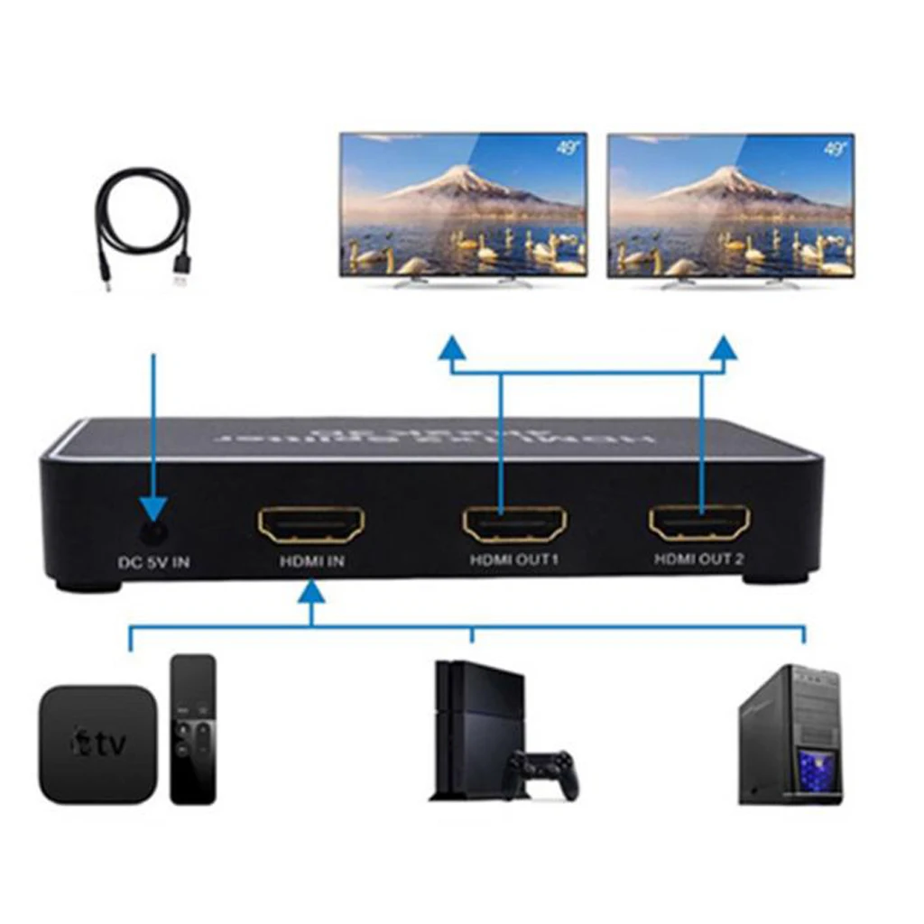 Один из способов HDMI сигнала вход в два HDMI сигнала Выходы HDMI сплиттер