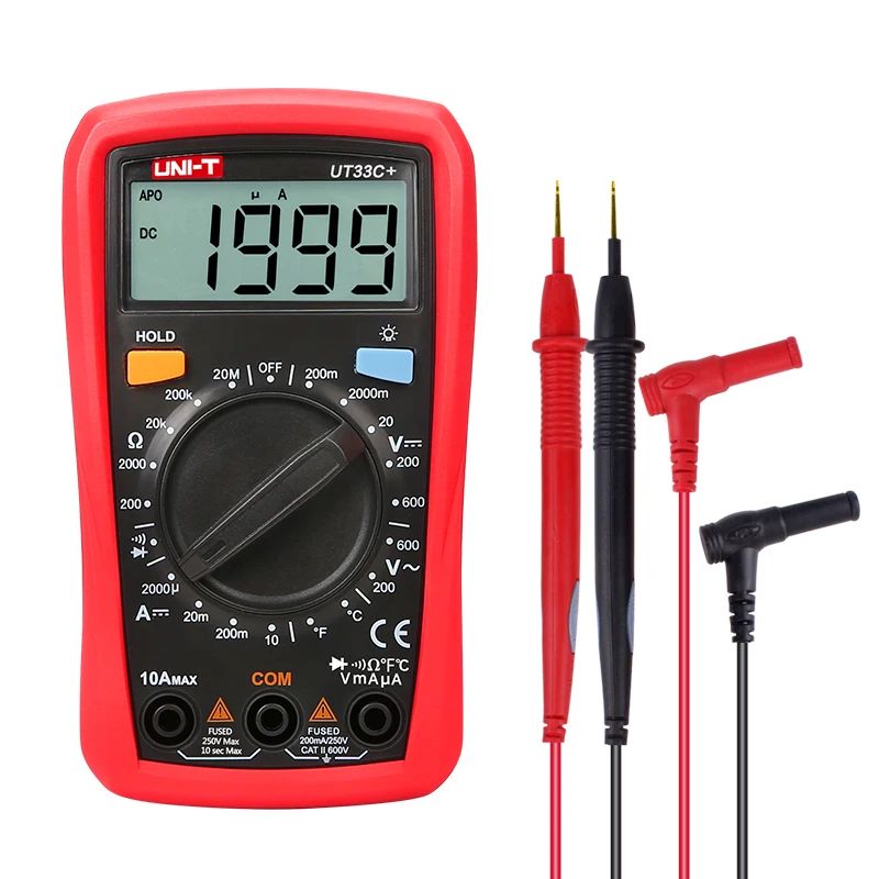 UNI-T UT33C+ мини цифровой мультиметр температура Карманный AC/DC Вольтметр цифровой амперметр непрерывность тест с тестовыми проводами