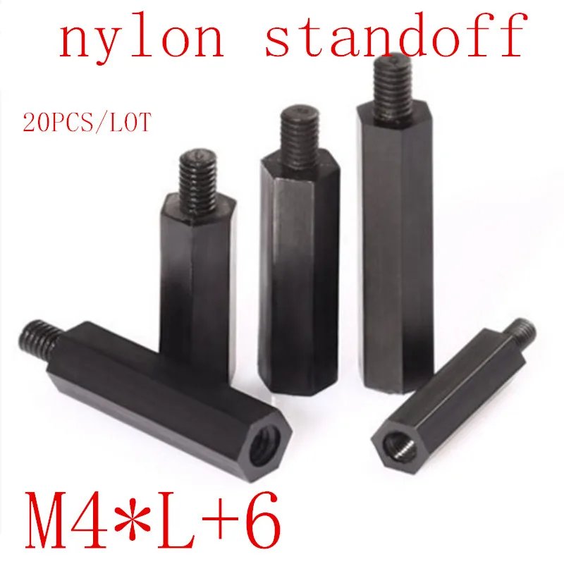 20 шт./лот M4 * 6/8/10/12/15/20/25/30/35/40 + 6 черный нейлоновый противостояние штекер гнездо