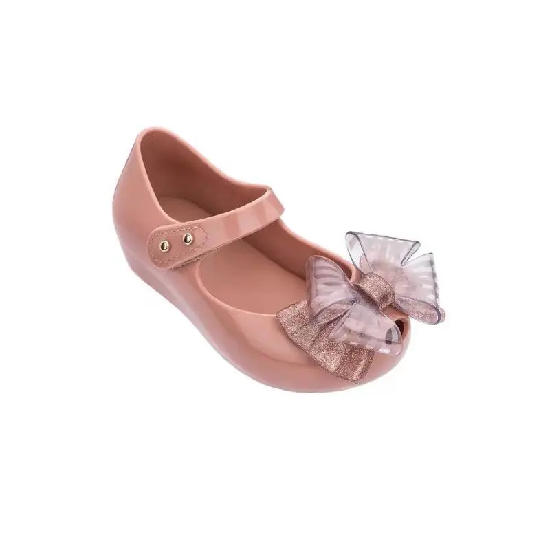 Mini Melissa/Новинка года; прозрачные сандалии для девочек; летние сандалии с бантом; милые детские сандалии Melissa; пляжная обувь; обувь для малышей; SH19113