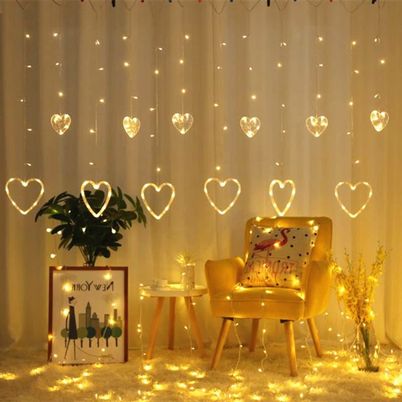 YINUO CANCLE 2,6 м светодиодная гирлянда 12 Love Рождественская гирлянда со сказочными огнями для дома на открытом воздухе для свадьбы/занавески/украшения сада