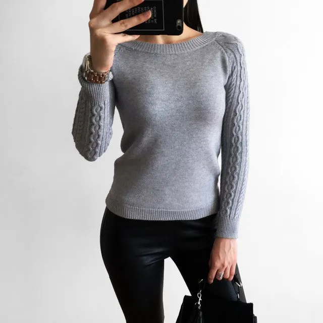 2019 весна новый стиль вырез лодочкой приталенный свитер AliExpress EBay