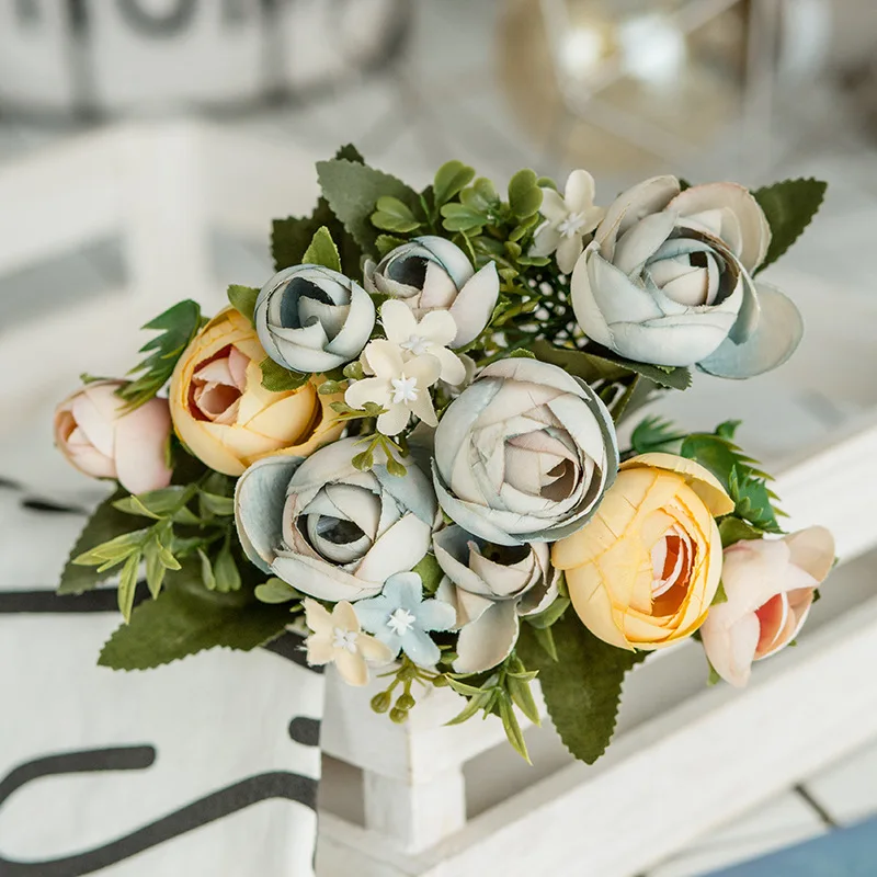 Tofok 10 головок Camellias искусственный цветок растение лоза гирлянда с розами шелковые цветы букет для свадьбы, помолвки домашний декор "сделай сам"