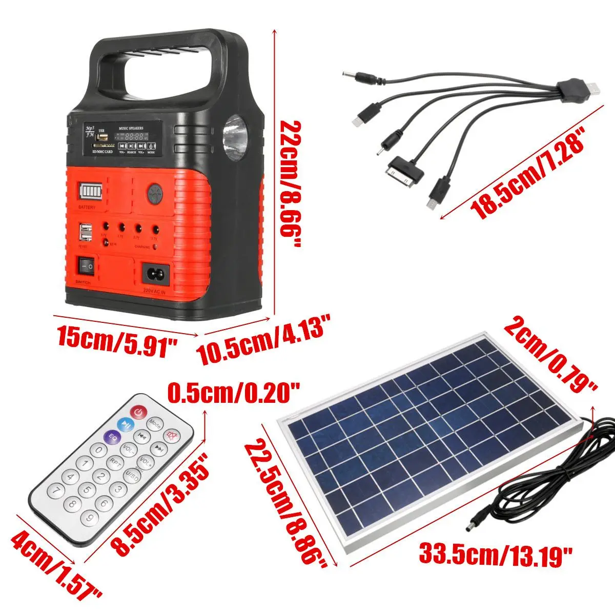  3 LED Solar Lighting System Kit 7500mAH USB Charging Household Generator Kit Outdoor Power Supply M - 4000262909671