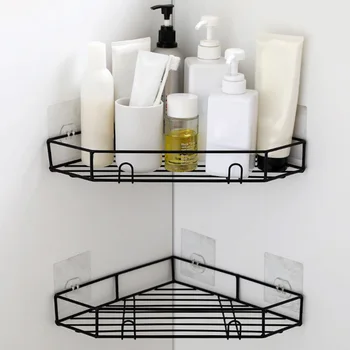 

Bathroom Corner Shelves Shampoo Holder Kitchen Storage Rack Shower Organizer Punch-free Wall Holder Household Storage Shelf