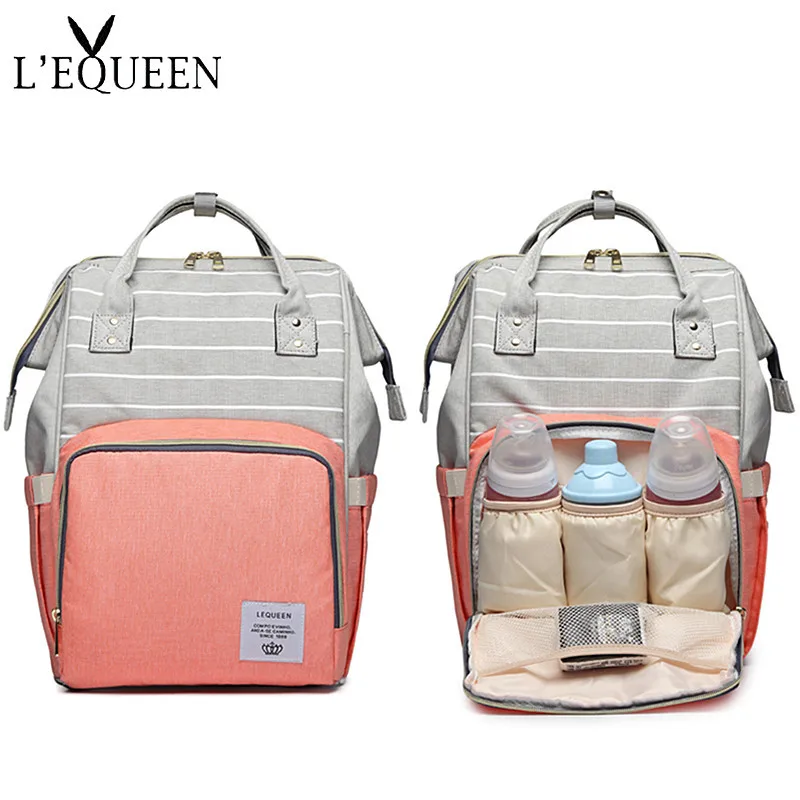 

Lequeen Upgraded New Style Diaper Bag Multi-Function Backpack Large-Capacity Fashion Mother and Baby out Mommy Bag