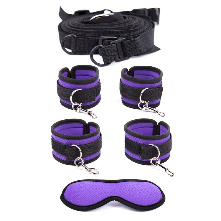 Темно-фиолетовая застежка-липучка для рук с накладкой на глаза, губчатый бандаж, тканевый бандаж для пар, завязанный бондаж, набор игрушек