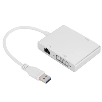 

4 in 1 USB3.0 Adapter to VGA DVI HDMI LAN RJ45 Full-HD1080P for Windows Projector HDTV New Arrival
