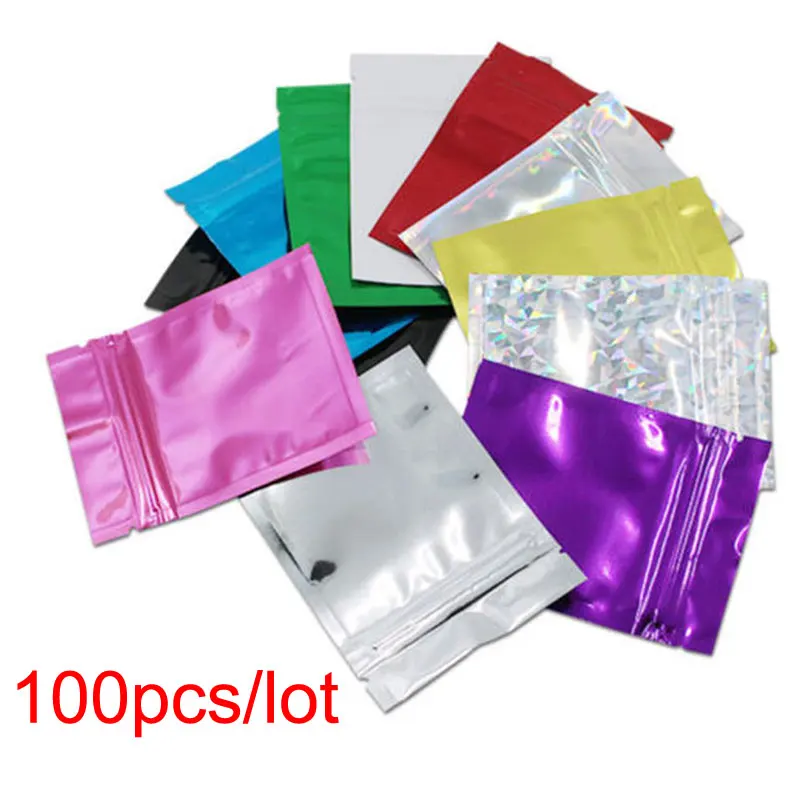 Вакуумная упаковка из алюминиевой фольги PouchBlack/ Blue/ Silver/ Green/ Red/ Gold/ Purple flat Mylar bag 100