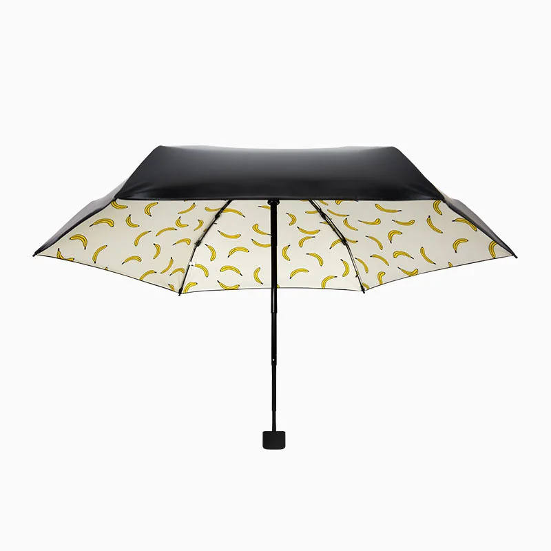 

Banana Pattern Folding Sun Umbrella Female Sunscreen Female UV Protection 5 Folding Manual Clear Umbrella Gifts