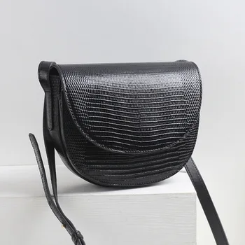 

Women's Bag 2020 New Lizard Saddle Bag Leather Retro Fashion Shoulder Messenger Bag Luxury Handbags Women Bags Designer