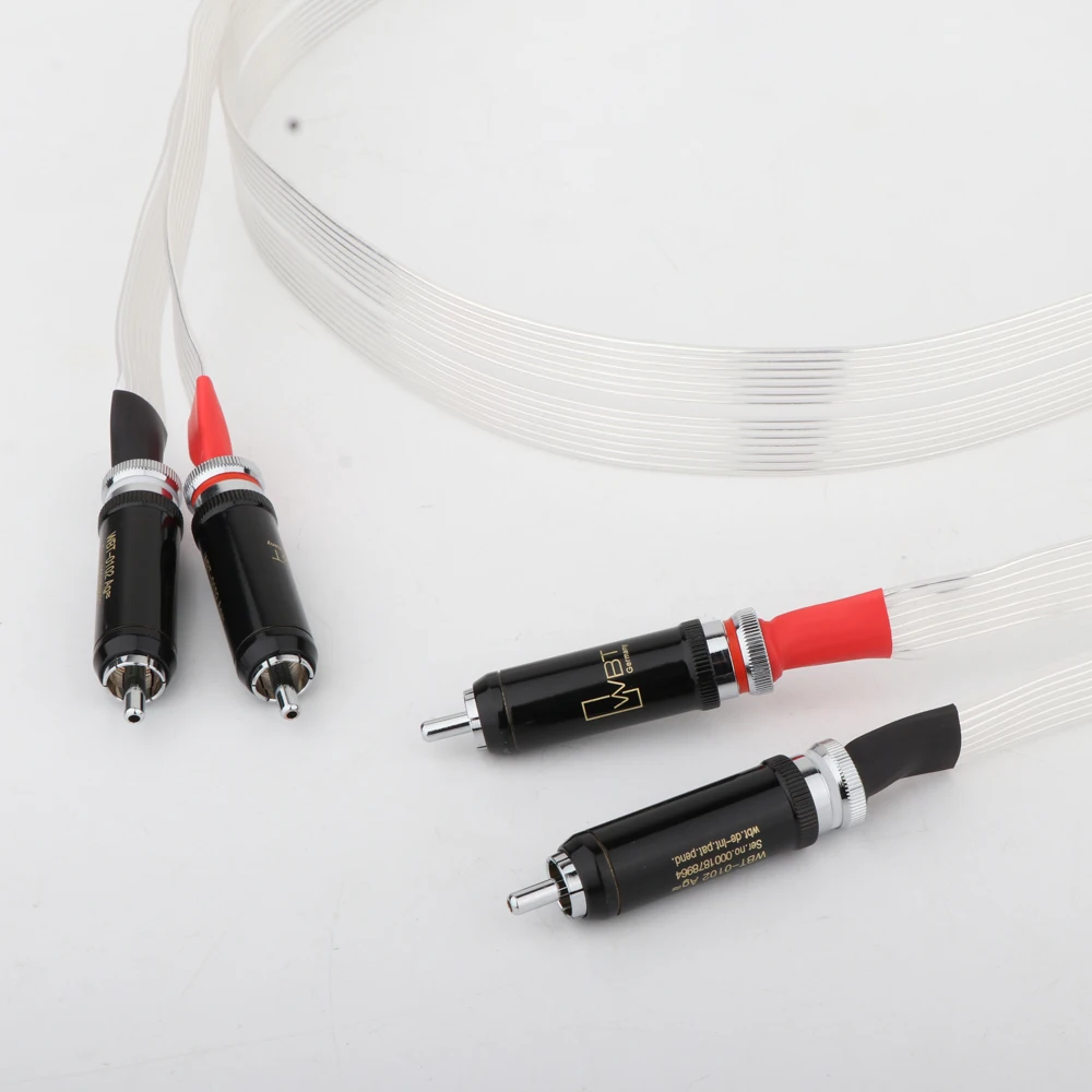 

Pair High Quality Nordost audiophile Hifi OCC WBT RCA Interconnect Cable with Rhodium Plated WBT-0102Ag RCA Connector Plug