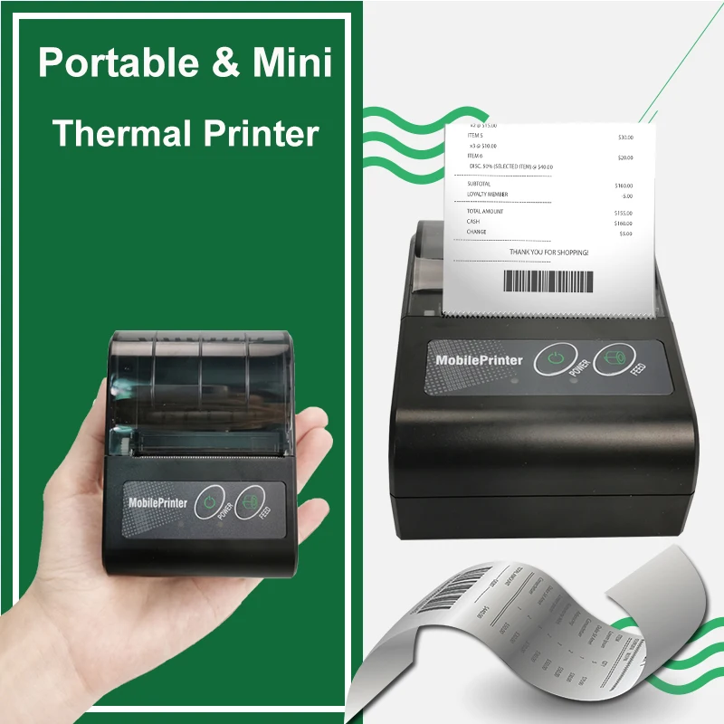 Thermal Receipt Printer Bluetooth 2 inch Portable Mini Printer 58MM Small Pos Machine for mobile phone ipad  android / ios