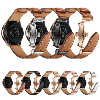 

Genuine Leather for samsung Galaxy Watch Active1/2 Watch with Brown man leather leather strap Quick release 20mm butterfly clasp