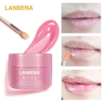 

LANBENA Rose Lip Mask Lip Balm Lips Gel Remove Anti Lip Line Sleeping Mask Lip Plumper Moisturizing Nourishing Lip care 20g