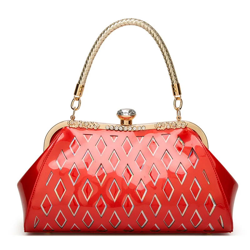 Mododiino Patent Leather Handbag Women Shoulder Bag Crossbody Bag Diamond Shell Bag Ladies Evening Bag Luxury Handbag DNV1154 - Цвет: red