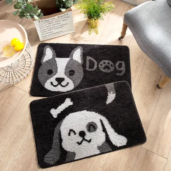 

Cartoon Puppy Flocking Absorbent Non-slip Floor Mat Home Bedroom Bathroom Door Thickened Foot Pad Door Mat 40x60cm