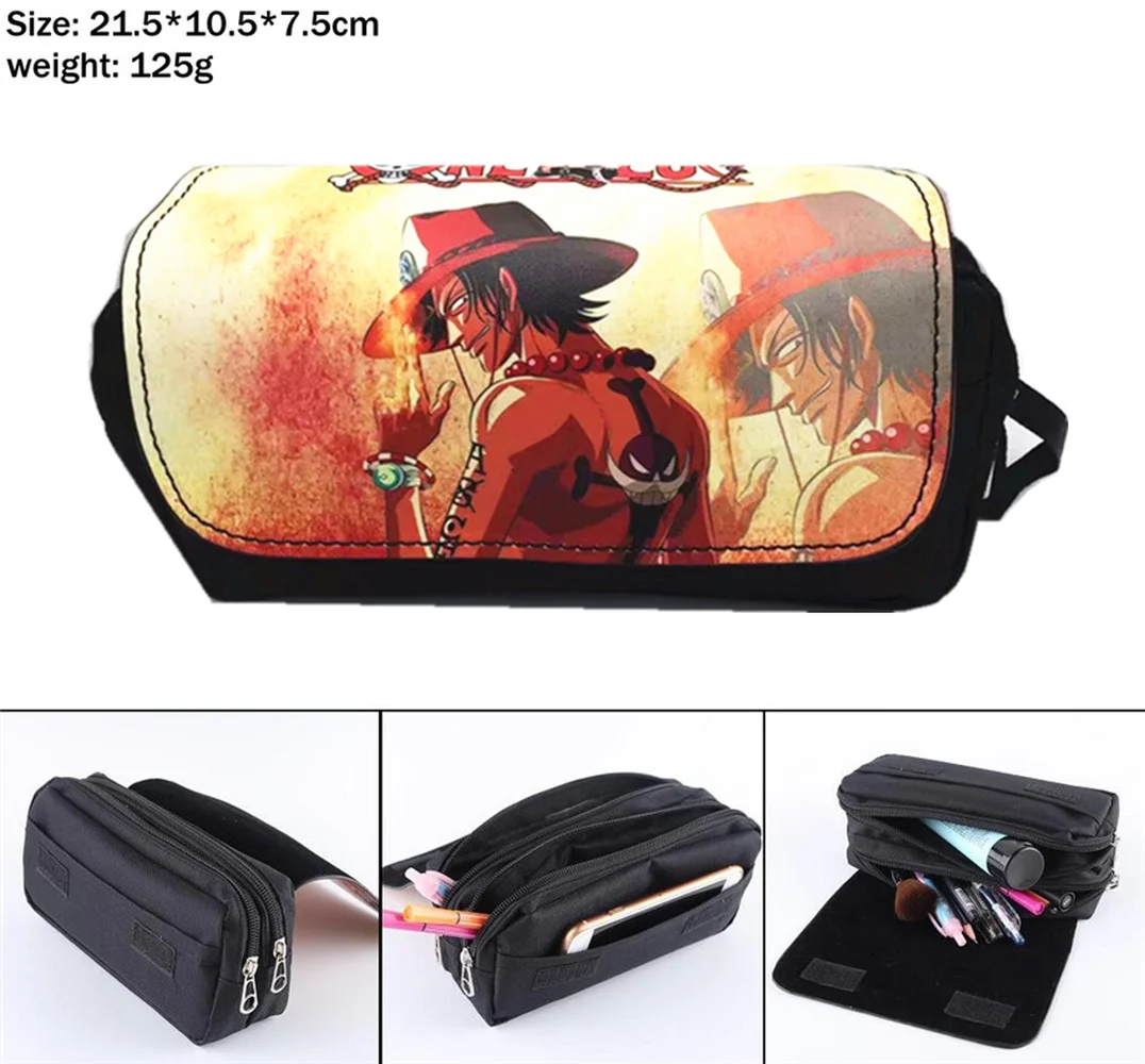Аниме one piece Luffy холщовый чехол-карандаш для студентов, Женская портативная дорожная косметичка, косметичка, канцелярские принадлежности на молнии, сумки