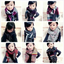 Осенне-зимний детский шарф в клетку для женщин и мальчиков, кашемировый шарф в этническом стиле для больших детей, корейский шарф для родителей и детей