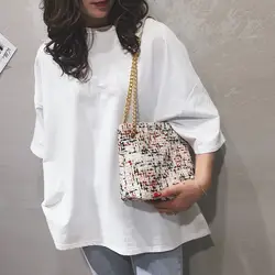 Женская 2019 летняя новая Корейская версия джокера сумка мессенджер на цепочке сумка модная шерстяная ткань