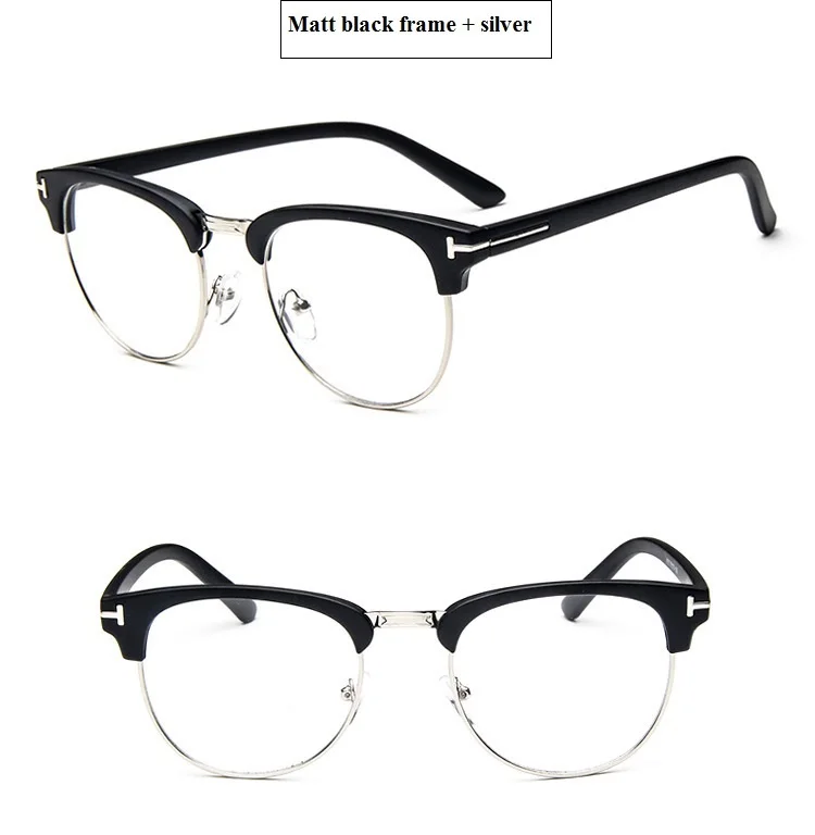 Half Metal Women Glasses Frame Men Eyeglasses Frame Vintage Square Clear Lens Glasses myopia Optical Spectacle Frame Transparent