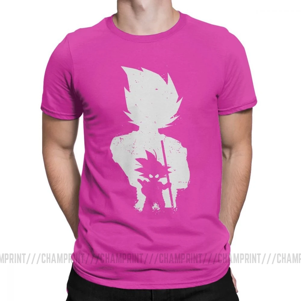 Goku силуэт Dragon Ball футболки мужские хлопок футболка Супер Saiyan Vegeta Dbz ультра Харадзюку Футболка короткий рукав размера плюс - Цвет: Фуксия