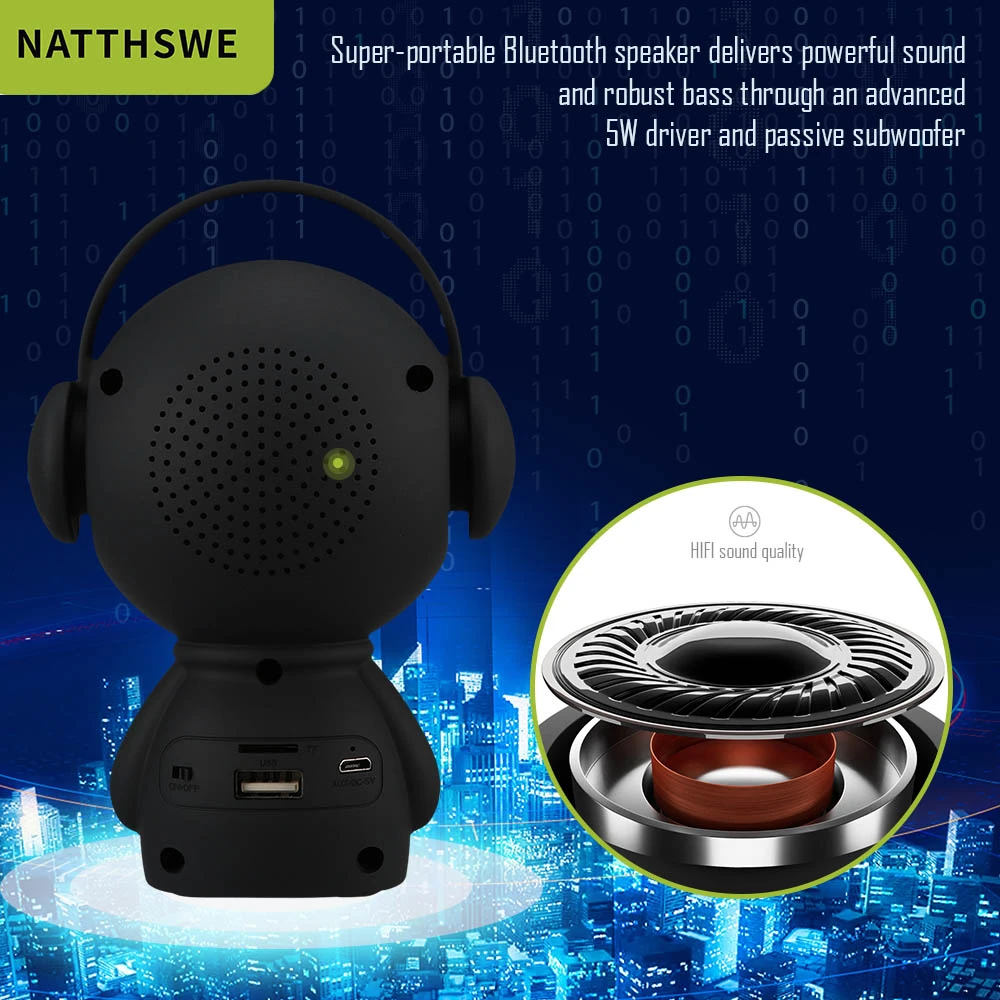 NATTHSWE Портативный беспроводной Bluetooth динамик s Led беспроводной динамик плеер USB Радио Fm Mp3 для детей подарок
